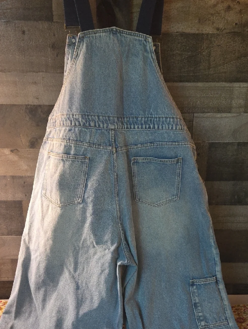 Cider Light Blue Denim Overalls with Dark Blue Straps Oversized 2x - Picture 5 of 11